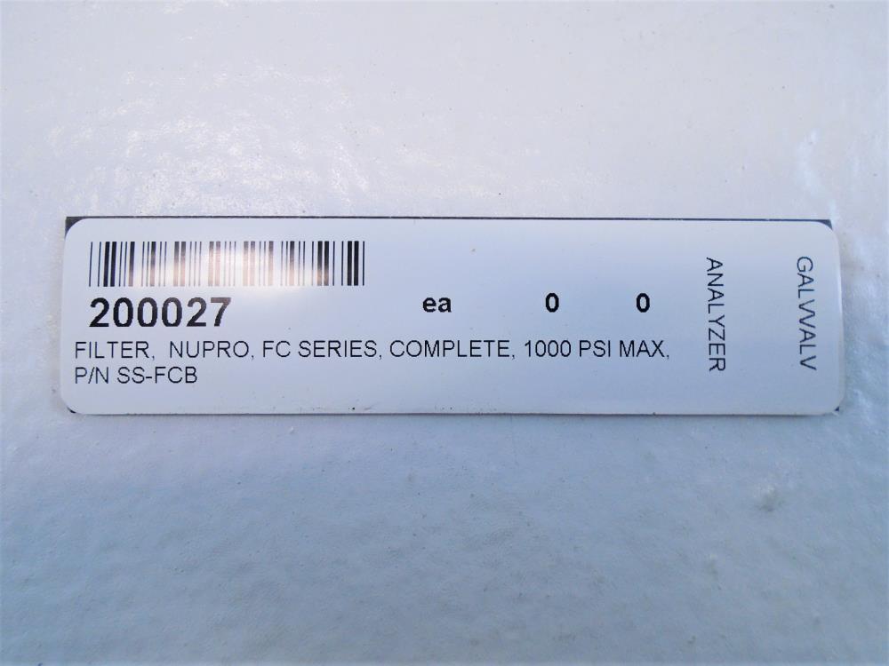 Swagelok Nupro 1/4" NPT Stainless Coalescing Particle Filter SS-FCB